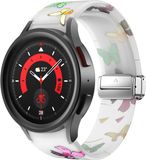 Strap-it Smartwatch bandje - Luminous Butterfly magnetisch siliconen bandje geschikt voor Samsung Galaxy Watch 7 (40 & 44mm) / Galaxy Watch 6 (Classic)/ Galaxy Watch 5 / Galaxy Watch 5 Pro / Galaxy Watch 4 / Galaxy Watch 4 Classic / Watch FE