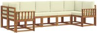 vidaXL - Hoek loungeset - 7 zitplaatsen - Naturel en crème - Acacia hout