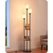 Edishine Lampe sur pied salon, 3 lampes LED sur pied avec étagère et abat-jour en lin, douille E27, ampoules incluses, lampe sur pied moderne pour chambre et bureau, 178 cm