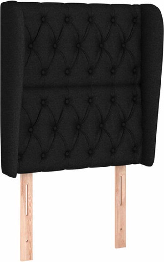 vidaXL Hoofdbord Stof Zwart 83x23x118/128 cm