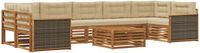 vidaXL - Hoek loungeset - Acacia hout - Natuurlijk en beige
