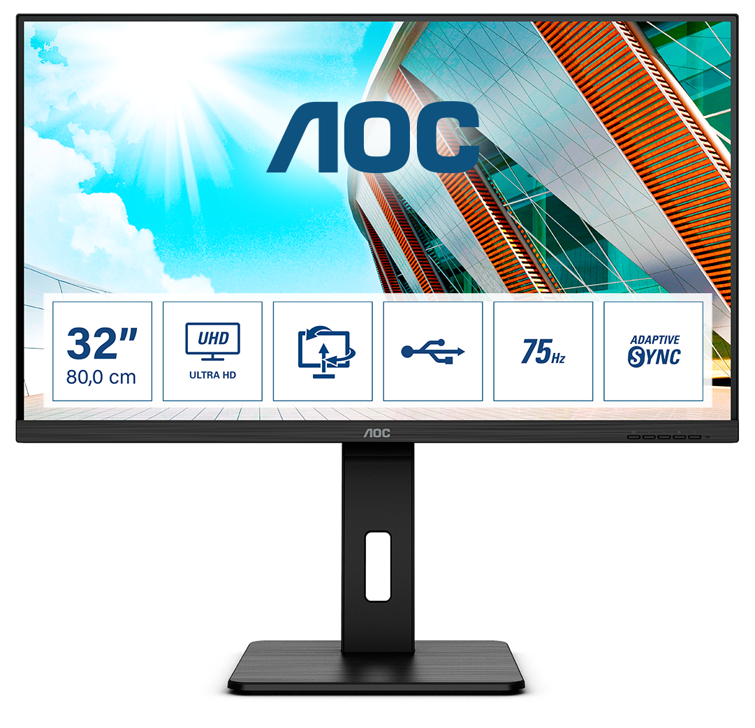 AOC P2 U32P2 - 31.5 inch Monitor - 4K Ultra HD - 60Hz - VA Panel