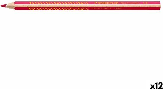 Staedtler 1284-23 VE Kleurpotlood Noris jumbo (verhoogde breukvastheid, driehoekige vorm, ABS-systeem, aantrekkelijk sterretjesreliëf, 12 bordeaux-rode jumbo kleurpotloden in kartonnen doos)