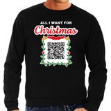 Bellatio Decorations Bellatio Christmas sweaters Kerst QR code kersttrui All I want: Stappen zonder QR code heren zwart L