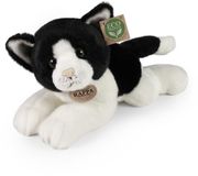 Rappa ECO knuffel kat / poes 30 cm - realistische knuffel van gerecyclede PET flessen - zwart, wit