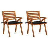 vidaXL Tuinstoelen 3 stuks met kussens massief acaciahout