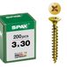 SPAX universele schroef, 3,0 x 30 mm, 200 stuks, kruiskop Z1, verzonken kop, volledige schroefdraad, 4CUT, YELLOX A2L, geel verzinkt, 1081020300303