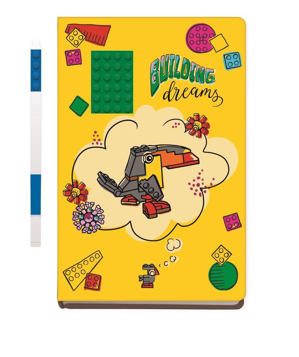 Lego Notitieboek - Building dreams - Met blauwe gelpen - geel
