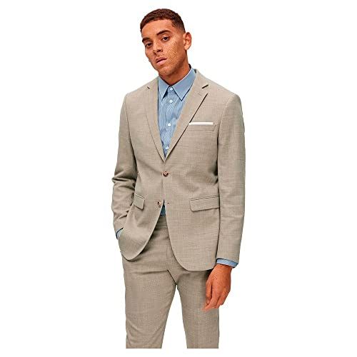 SELECTED HOMME Mannelijke blazer met één rij knopen, slimfit, zand, 58