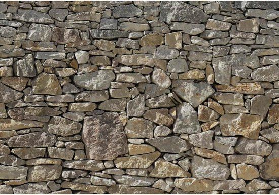 Komar Fotobehang Stone Wall - 368x254 cm - Groen - Papier