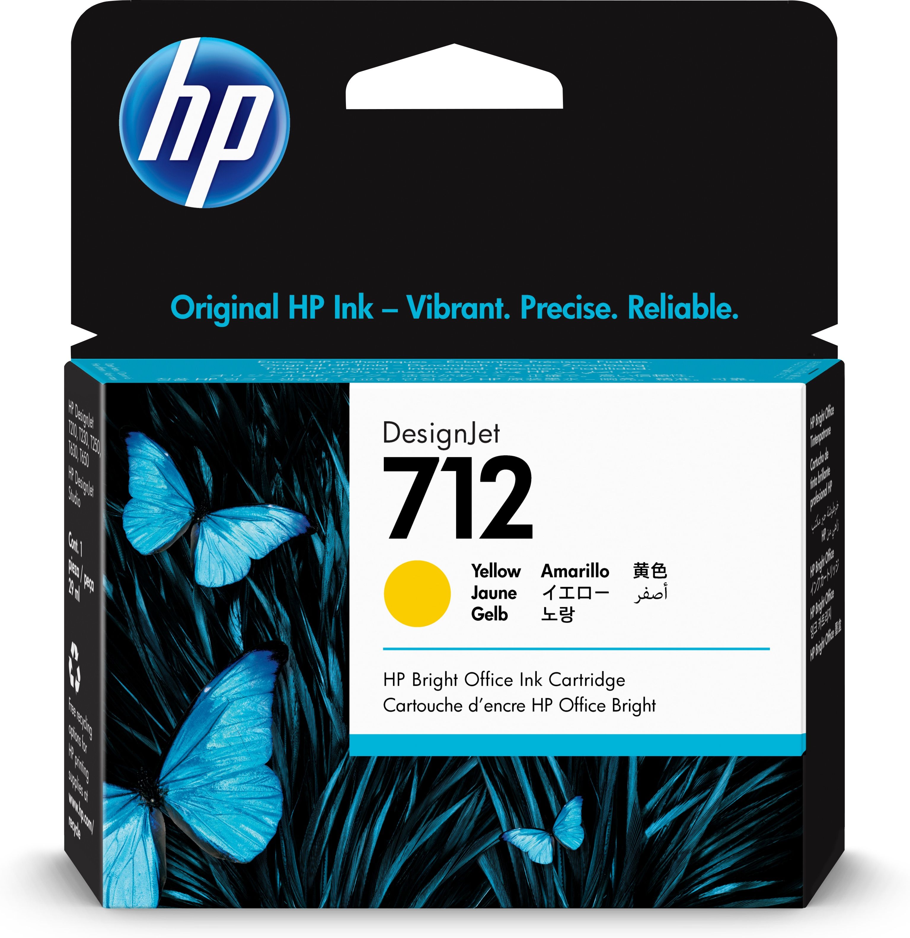HP 712 Yellow Ink Cartridge - 29ml - Compatible with DesignJet Printers