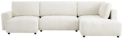 Vente-unique Grande banquette d'angle panoramique gauche en tissu chenille beige CELARO