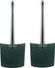 MSV Toiletborstel in houder/wc- 2x -borstel Aveiro - PS kunststof/rvs - donkergroen/zilver - 37 x 14 cm