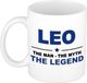 Bellatio Decorations Leo naam cadeau mok - man myth legend - koffiemok - 300 ml - collega - vaderdag