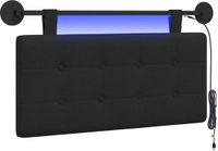 vidaXL Hangend Hoofdbord Met LED-verlichting Zwart Stof