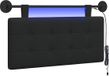 vidaXL Hangend Hoofdbord Met LED-verlichting Zwart Stof