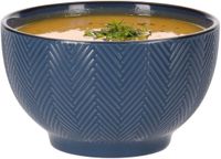Siaki Soepkom Fishbone - blauw - 14 x 8 cm - keramiek