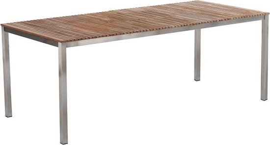 Beliani Tuintafel RVS/hout 200 x 90 cm VIAREGGIO