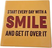 spreuktegel Plenty Gifts Wandtegel - Start Every Day With a Smile - Keramiek - Bont - 11 x 11 x 0.6 cm