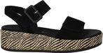 Remonte Sandalen Dames Zwart Plateau Suède Blokhak 5-7cm Zebraprint Klittenband 40