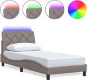 vidaXL Bedframe met LED-verlichting, zonder matras, taupe, 90x200 cm, stof