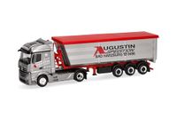 Herpa vrachtwagenmodel Mercedes-Benz Actros Streamspace kipperoplegger "Augustin Spedition", miniatuur op schaal 1:87, verzamelmodel, Made in Germany, kunststof