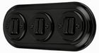 SET PR1 Interrupteur encastrable, porcelaine, design rétro, double interrupteur, 3 voies, noir