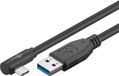 Merkloos Goobay USB-C™ naar USB A 3.0 kabel, 90°, zwart