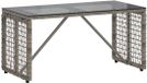 vidaXL Tuin Loungeset Tafel Grijs en Zwart Polyrattan en Glas 80 x 40 x 40 cm