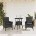 Maison Exclusive - Ensemble de jardin 3 pièces avec coin repas, coussins inclus, en polyrotin noir avec plateau en verre
