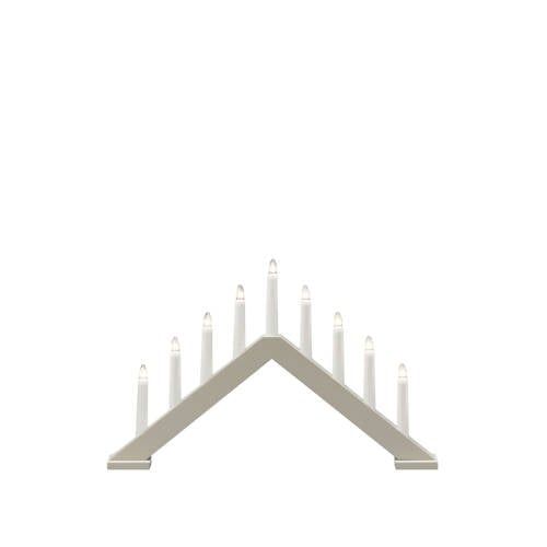 Konstsmide 3984-975EE houten kroonluchter mat beige gelakt met aan-/uitschakelaar, 9 lampen, 230 V, 27 W, witte kabel