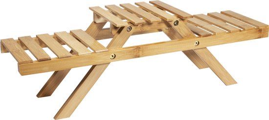 QUVIO Plantenrek / Plantentrap - Bamboe - 15 x 53 x 17 cm (lxbxh)
