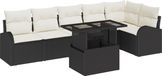 vidaXL Tuinbank Set 7-delig Zwart Poly-rattan