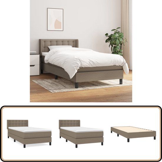vidaXL Boxspring met matras stof taupe 80x200 cm