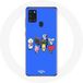 Maniacase Samsung Galaxy A21S BTS BT21 Tata Chimmy Cooky Rj Koya Shooky en Mang Speel muziek Blauwe achtergrond
