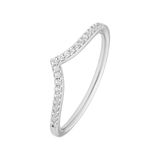 Lucardi Dames Zilveren ring V-vorm rhodiumplated met zirkonia