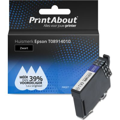 PrintAbout Huismerk Epson T08914010 Inktcartridge Zwart