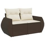 vidaXL 3221692 Rotan Tuinbank met Gehard Glas en Kussens - Bruin