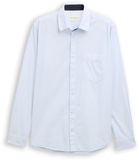 Tom Tailor Heren Overhemd Slim Fit Katoen Lichtblauw Gestreept Maat XL