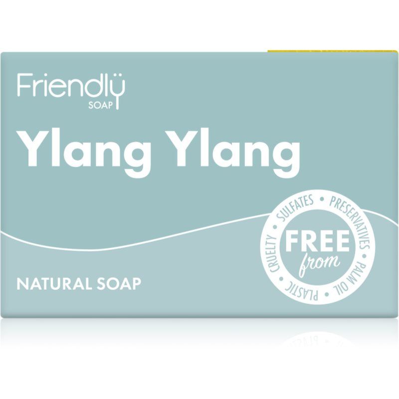Friendly Soap Bar Soap Natural Ylang Ylang Soap Tropical Stimulating Uplifting Handmade with Coconut Oil Shea Butter Vegan Cruelty Free Eco-Friendly Recyclable Packaging 95g