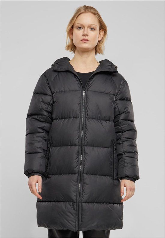 Urban Classics Long Puffer Dames Winterjas - zwart - XS