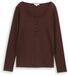 Tom Tailor Slim fit Henley-shirt met lange mouwen - Maat XXL - dark pecan brown