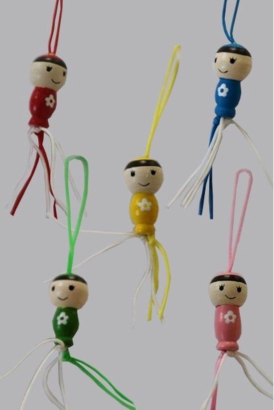 Virentia 10x Gelukspoppetje Doll - Gemengde Kleur - Hout - 2.5cm