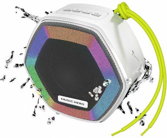 Sbs Music Hero Draadloze luidspreker, 5 watt, waterdicht IPX5, led, met draagband, multi-input, multifunctionele toetsen, zwart