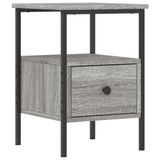 VidaXL Nachtkastje 34x36x50 cm bewerkt hout grijs sonoma eikenkleurig