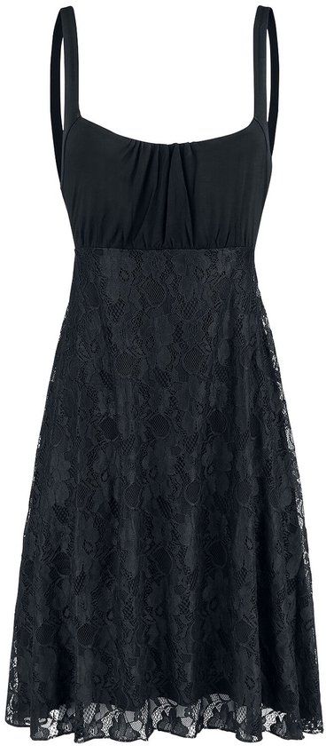 Black Premium by EMP Zwart jurkje met kanten rok - Dames - 5XL