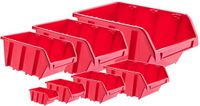 KADAX Workshop stapelkist, stapelbox van PP-kunststof, opbergbox in verschillende maten, opbergdozen voor gereedschapswand, opbergdoos, sorteerdoos (rood, 20 stuks, 230 x 160 mm)