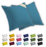 Lavea® Kussenslopen 65x65 cm Set van 2 – Kussenhoezen van 100% Zachte en Ademende Jersey Katoen met YKK Ritssluiting – Aquamarijn