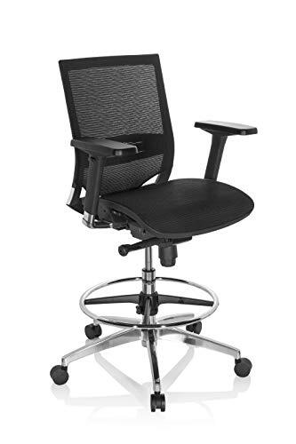HJH OFFICE TOP WORK 78 - Werkstoel / werkkruk/ verhoogde bureaustoel Zwart