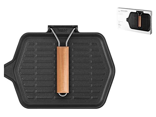 Home 728150 Grill Pan 1 Handvat, Gietijzer, Rechthoekig, cm22,5x35